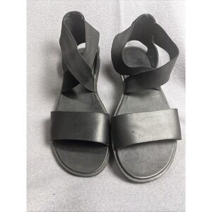 Sorel Black Ella II‎ Slides Flats Ankle Straps Sandal Shoes Womens Size 7